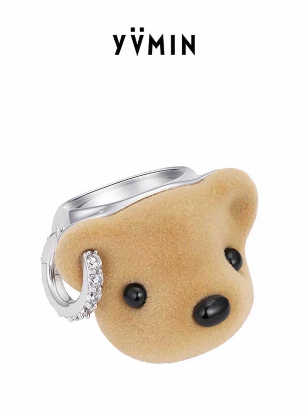 YVMIN Plush Bear Head Ring Ring